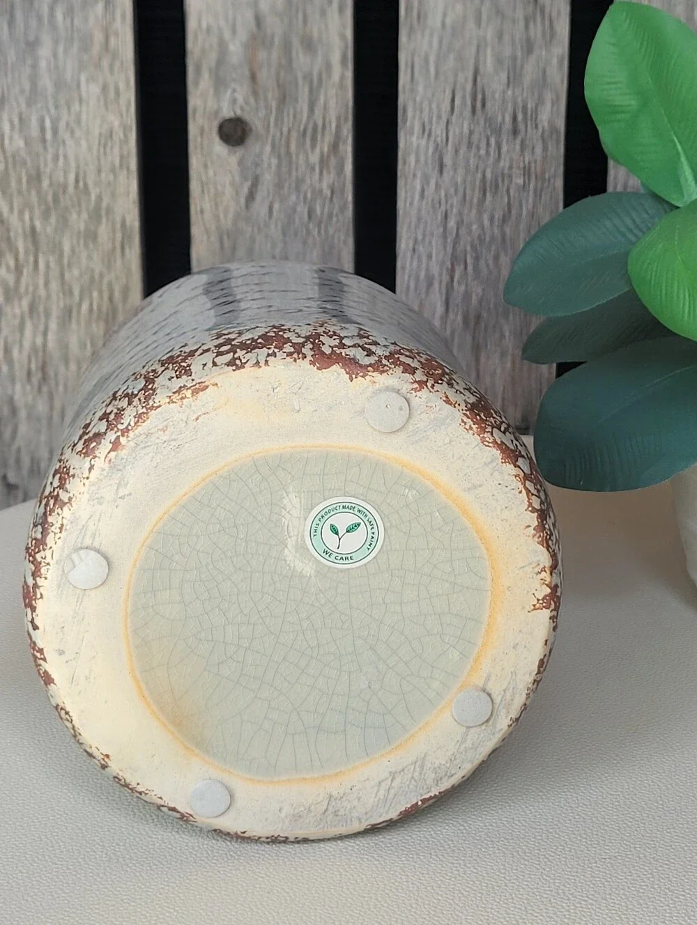 Deco 79 Vintage Script Ceramic Bottle Vase in Cream and Brown